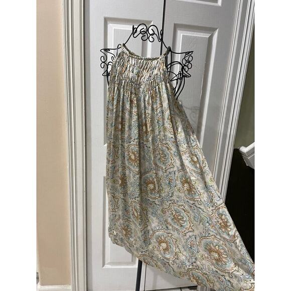 ZARA MINI DRESS TUNIC 100% SILK SMOCKED NECK HALTER PAISLEY
SZ M COTTAGECORE - Picture 14 of 16